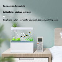 Mini aquarium écologique rectangulaire de bureau en acrylique, recharge USB, multifonctionnel, auto-circulant, avec lumière et support pour téléphone