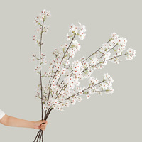 Buket Bunga Artifisial Dekoratif Terinspirasi Zen, Bunga Sakura Putih, Cabang Bunga Persik, untuk Dekorasi Lantai, Pernikahan, dan Rumah