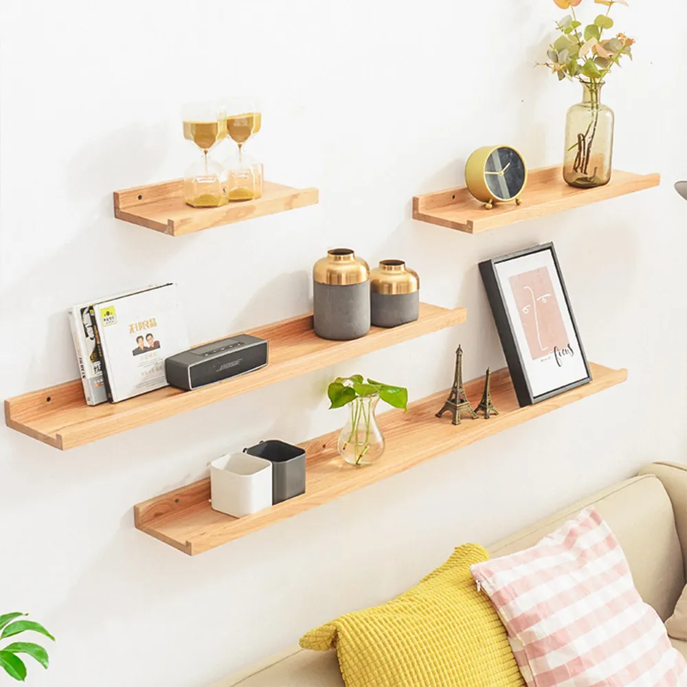 Wall Hanging Shelf Wall Mounted Shelves Wood Lengthened Wall Hanging Shelf Simple Custom Home Multi-function Floating Wall Shelves