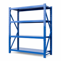 Étagère métallique industrielle à 5 niveaux sans boulons avec panneaux MDF, étagère de rangement réglable pour garage en bleu, noir et gris