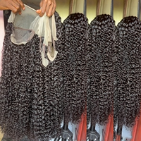 Perruque longue en cheveux humains vierges bouclés de haute qualité, sans colle, avec dentelle transparente, idéale pour les événements de cosplay