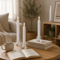 Lot de 4 bougies coniques sans flamme LED 3D à effet de flamme réelle, en plastique blanc en spirale, rechargeables par USB Type-C, avec mèche noire
