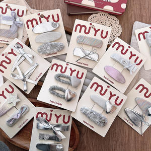 Stile coreano in argento dolce forcina con fiocco per ragazze in tessuto forcina per bambini - Product Image 3