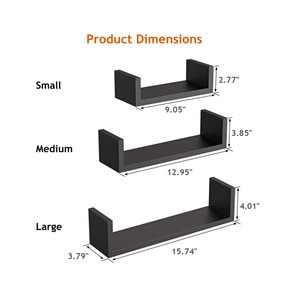 Bathroom <b>Shelves</b> <b>Wall</b> Mounted Rectangular Black <b>Floating</b> Shelf For Storage And Display In Bathroom - Product Image 4