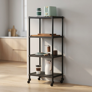 Four Tier Metal <b>Storage</b> <b>Rack</b> With Wheels Minimalist Design For Kitchen Sundries Standing Type - Product Image 6