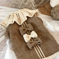 Vêtements pour animaux de compagnie en dentelle à nœuds papillon, pulls pour chats et chiens