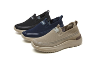 EG6301 Chaussures décontractées pour hommes en tissu respirant, confortables à enfiler, semelle en PU, pour usage quotidien, plates