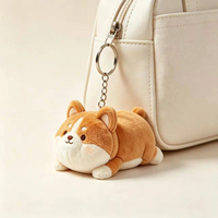 Porte-clés en peluche personnalisé Corgi, mini-breloque de sac, pendentif, poupée en peluche lavable, porte-monnaie à fermeture éclair pour cadeaux promotionnels d'entreprise