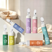 Bouteille vide en PET avec pompe et brosse, 100 ml, 200 ml, en plastique, pour le nettoyage des pattes de chien et de chat, avec logo personnalisé OEM