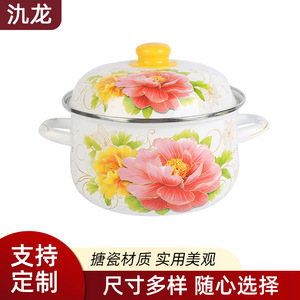 Jilong Enamel <b>Soup</b> <b>Pot</b> 1.1L-2L Heat Resistant With Lid Household Cooking <b>Pot</b> - Product Image 1