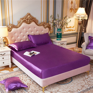 Màu Sắc Tinh Khiết Thêm Mềm Mại Túi Sâu Mượt Satin Tấm Thiết Lập Đa-Ga Trải Giường Kích Thước Nhà Nữ Hoàng Kích Thước Bộ Đồ Giường Satin Lụa 3 <span class=keywords><strong>Sheet</strong></span> Set - Product Image 4