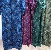 Gaun Abaya Plisket Motif Paisley Vintage Lengan Panjang Kerah Tegak Busana Muslim Sederhana Dubai Kaftan Wanita Lebaran Kasual Gaun Panjang