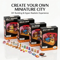 HTL DIY Set de Bloques de Construcción de Escenas en Miniatura, Juguete de Panadería y Tienda de Conveniencia, Decoración de Micropaisajes para Niños, Juego de Simulación