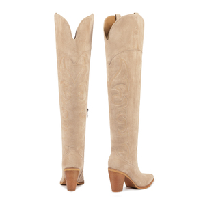 WETKISS Bottes de cowboy sur mesure pour femmes, cuissardes à talons épais et noires, bottes de cowgirl occidentales brodées pour femmes - Product Image 4