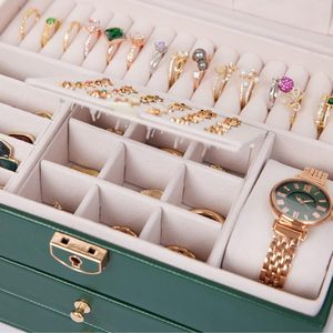 Custom Leather Luxury Rectangle Folding Jewelry <b>Storage</b> <b>Boxes</b> Multi-functional Design <b>for</b> Women's Rings Necklaces Bracelets Logo - Product Image 5