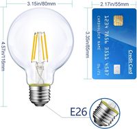 Ampoule LED à filament E27 G80 G95 G125 Globe Vintage Edison Haute Luminosité Résidentielle Angle de Faisceau 360° AC220V 2200K-6000K Économie d'Énergie
