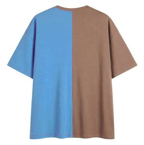 Camiseta Oversize Marrón y Azul de Media Corte para Hombre, Nueva Tendencia 2026, Hombros Caídos, Casual, Ecológica, Transpirable, 100% Algodón - Product Image 4