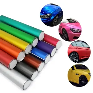 Matériau en chlorure de polyvinyle chrome mat métal couleur multicolore emballage automobile rouleau de vinyle autocollants film couleur automobile - Product Image 1