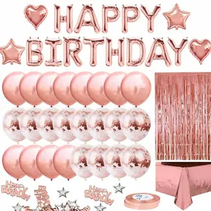 Розовое золото черный день рождения набор воздушных шаров набор товаров для вечеринки с днем рождения набор украшений