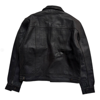 Veste de Travail Homme en Cuir PU Noir Délavé avec Logo Personnalisé, Col Revers et Multi-Poches, Style Trucker, Vente en Gros Usine pour Automne Hiver