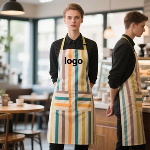 Tablier à bavette noir réglable résistant à l'huile et à l'eau Tablier de cuisine professionnelle avec logo personnalisé pour hommes et femmes avec poche - Product Image 1