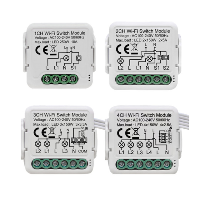 10A 16A Tuya 1/2/3/4 Gang Wifi Zigbee Smart Switch Module Smart Breaker With Google Home Alexa Voice Control Neutral/no Neutral
