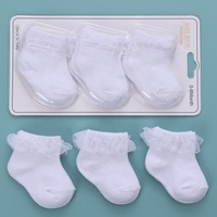Chaussettes en dentelle pour bébé fille nouveau-né, 100% coton, respirantes, décontractées, à col ras du cou, tricotées, pour boîte cadeau