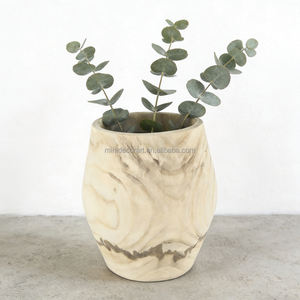 مزهرية خشبية ريفية عتيقة بطول 10.83 بوصة، مصنوعة يدويًا وصديقة للبيئة، مناسبة للزهور المجففة وديكور النحت الخشبي - Product Image 4