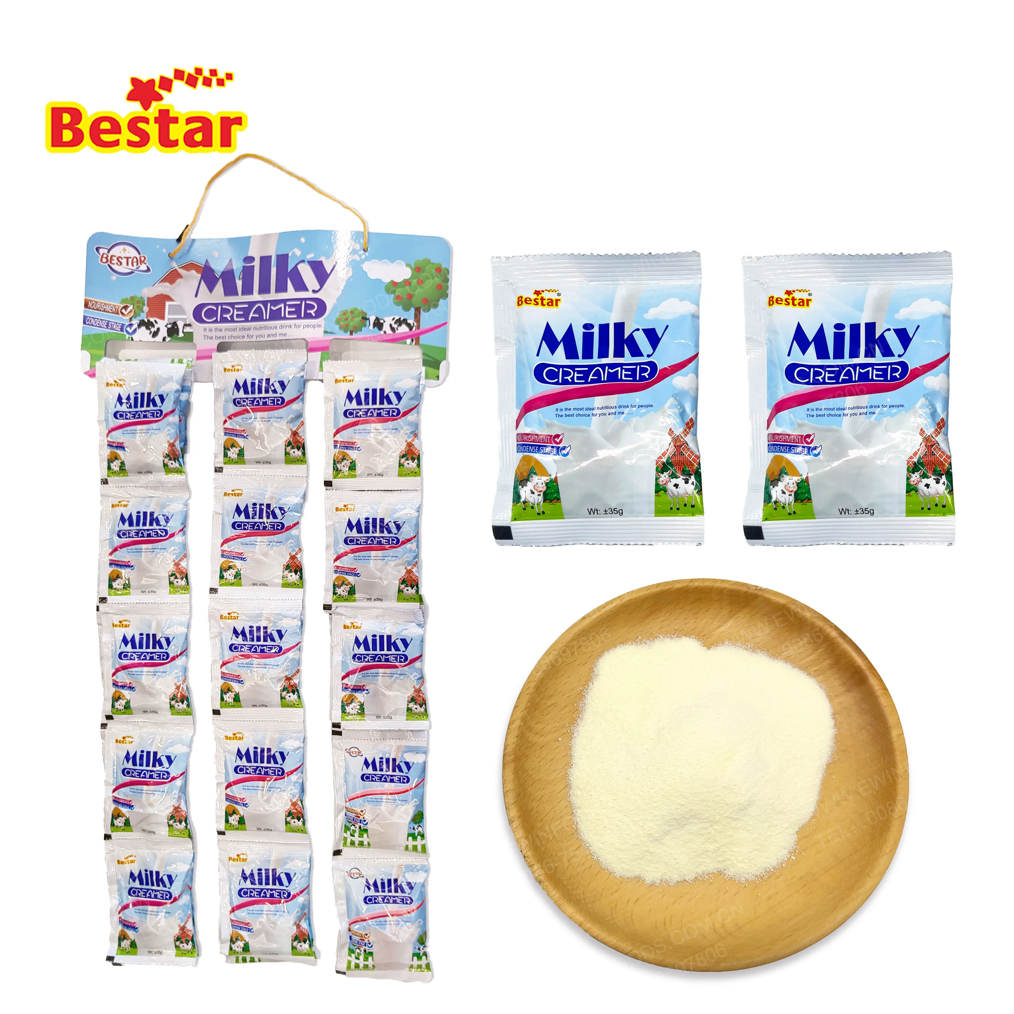 Penjualan Laris Pasar Afrika Creamer Susu Bubuk 35G Sachet Susu Non-susu Creamer Kopi