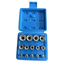 Jeu de douilles à choc GOF de 14 pièces en acier au chrome-molybdène, extracteurs de boulons, boîte de rangement, kit d'outils de réparation automobile à manivelle, OEM 1 jeu