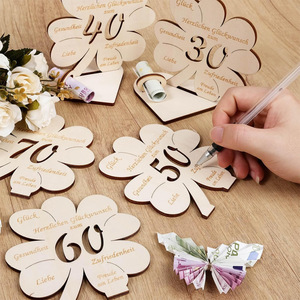 Clover Wooden Gift <b>Box</b> 40 50 60 70 Years Birthday <b>Money</b> Holder Decoration For Golden Wedding Anniversary Gift - Product Image 1