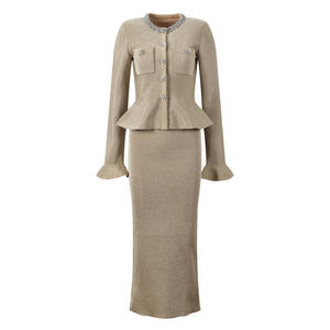 Vestido Largo Elegante con Diamantes Dorados para <span class=keywords><strong>Mujer</strong></span>, Siete Colores, Ramadán 2026 - Product Image 2