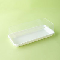Conteneur alimentaire rectangulaire jetable en PET+PP, écologique, pour charcuterie, sushis, emballage de rouleaux, boîte avec couvercle transparent