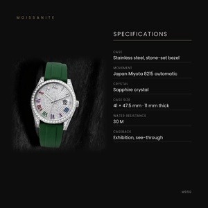 Reloj mecánico automático para hombre, esfera completa de 41 mm, caja de acero inoxidable, correa de silicona, resistente al agua hasta 30 m - Product Image 3