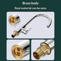 Robinet de cuisine tout en cuivre avec cartouche céramique, eau chaude/froide, bec rotatif, commande par clé pour usage domestique