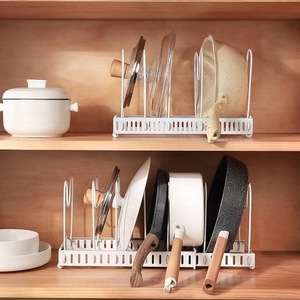 Organizador de gabinete de cocina ajustable y extensible, estante de almacenamiento para ollas, soporte para tapas de utensilios de cocina, tipo rectangular para montar en la pared - Product Image 3
