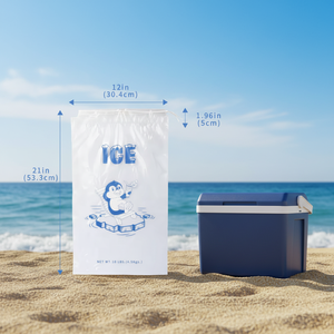 שקית קרח מפלסטיק שקוף 8LB 10LB 20LB עם שרוך כותנה למשקאות אנרגיה, הדפסת גרוור, טיפול במשטח - Product Image 3