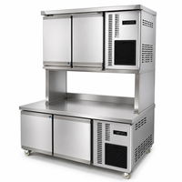 Plan de travail professionnel en acier inoxydable 201 avec réfrigérateur sous comptoir, cuisine commerciale, table de travail réfrigérée à 2 portes