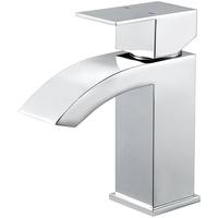 Robinet de lavabo de salle de bain monocommande moderne en alliage de zinc chromé à montage sur plan, mélangeur eau chaude et froide