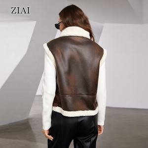 Vente en gros Gilet en fourrure Gilet en fausse fourrure pour femmes Gilet en velours rayé pour femmes Gilet en fausse fourrure d'agneau en daim - Product Image 5