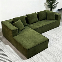 Canapé modulaire élégant en forme de L, compressé sous vide, pour salon moderne, en tissu, effet nuage, en mousse, livré en boîte