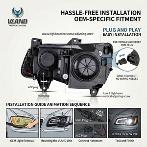 Feux avant LED VLAND Aftermarket style 300S, feux avant LED dynamiques pour Chrysler <span class=keywords><strong>300</strong></span> 300C SRT <span class=keywords><strong>SRT8</strong></span> 2011-2023 - Product Image 4
