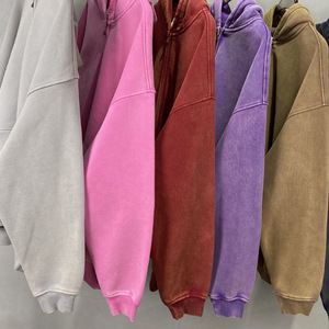 H5466 Manufacturer Custom 360 Gsm <b>Drop</b> Shoulder Wax Print Hoodies Oversized <b>Acid</b> Wash Double Side Zip up Hoodies - Product Image 2