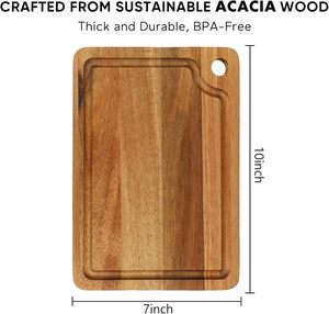 Tabla <span class=keywords><strong>de</strong></span> cortar <span class=keywords><strong>de</strong></span> <span class=keywords><strong>madera</strong></span> <span class=keywords><strong>de</strong></span> acacia mini 10x7 con orificio para colgar <span class=keywords><strong>y</strong></span> ranura para jugos, ideal para pan, desayuno, charcutería <span class=keywords><strong>y</strong></span> queso. - Product Image 2