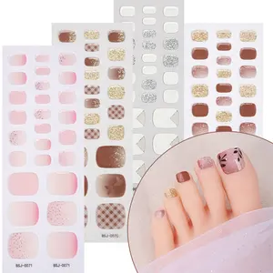 Zhengxiang Summer Style Toe Nail Wraps Gel Nail Sticker Strips Non-Toxic Long Lasting Semi Cured Gel Nail Wraps