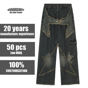 Men's American Retro Style Denim <strong>Jeans</strong> Solid Breathable Eco-Friendly Straight Wide Leg Mid Waist Dark Wash Winter Casual - Product Image 1
