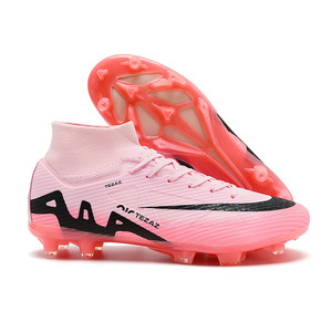 Pink High-<b>Top</b> Soccer Shoes With Black Logo And Rubber Outsole Unisex - Product Image 5