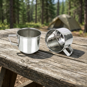 Mug isotherme en acier inoxydable à double paroi avec poignée, design minimaliste, 250 ml, réutilisable, anti-fuite, écologique, pour le camping - Product Image 2