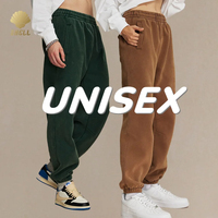 Celana Jogger Vintage CNSHELL 360gsm Fleece Hangat Motif Batik Putih Efek Sun Fade Model Ketat di Kaki dengan Saku Vertikal di Pinggul