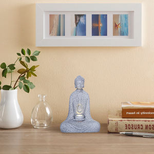 Statue <span class=keywords><strong>de</strong></span> Bouddha avec lumière, petit ornement <span class=keywords><strong>de</strong></span> table, décoration sereine pour la maison, bureau, <span class=keywords><strong>salon</strong></span> et salle <span class=keywords><strong>de</strong></span> thé, 1 pièce - Product Image 4